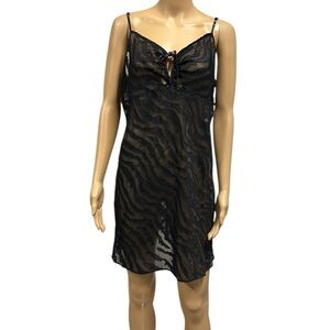 Gilligan & Omalley Black Animal Print Lingerie Nightgown Chemise Womens Large